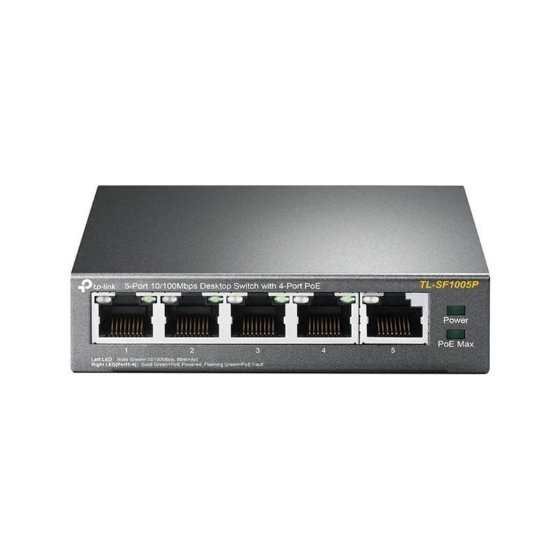 TP-link 5-Port 10/100Mbps Desktop Switch with 4-Port PoE - TL-SF1005P-EU