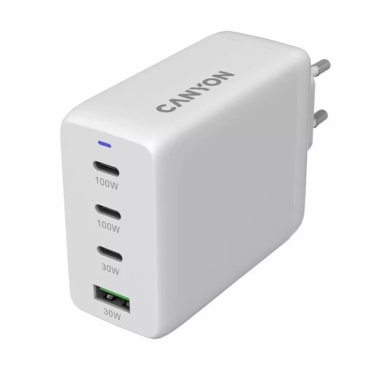 Canyon punjač CU100ACC GaN 100W 3x USB-C + 1x USB-A PD/QC bijeli CNS-CUW100ACC