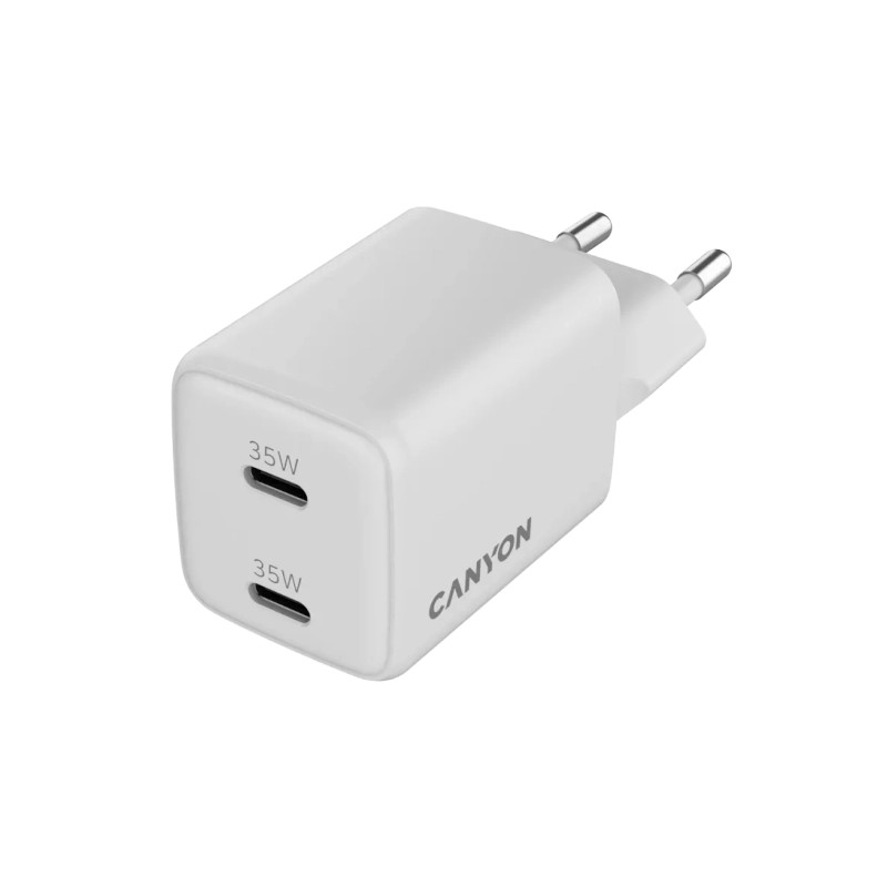 Canyon punjač CU35CC GaN 35W 2x USB-C bijeli CNS-CUW35CC