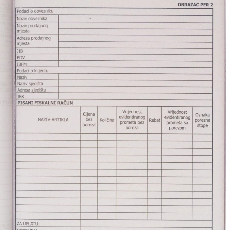 Pisani Fiskalni račun PFR2