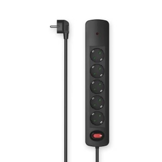 HAMA produžni prenaponski kabal 5 utičnica 1.5m, prenaponski, sa prekidačem, crni