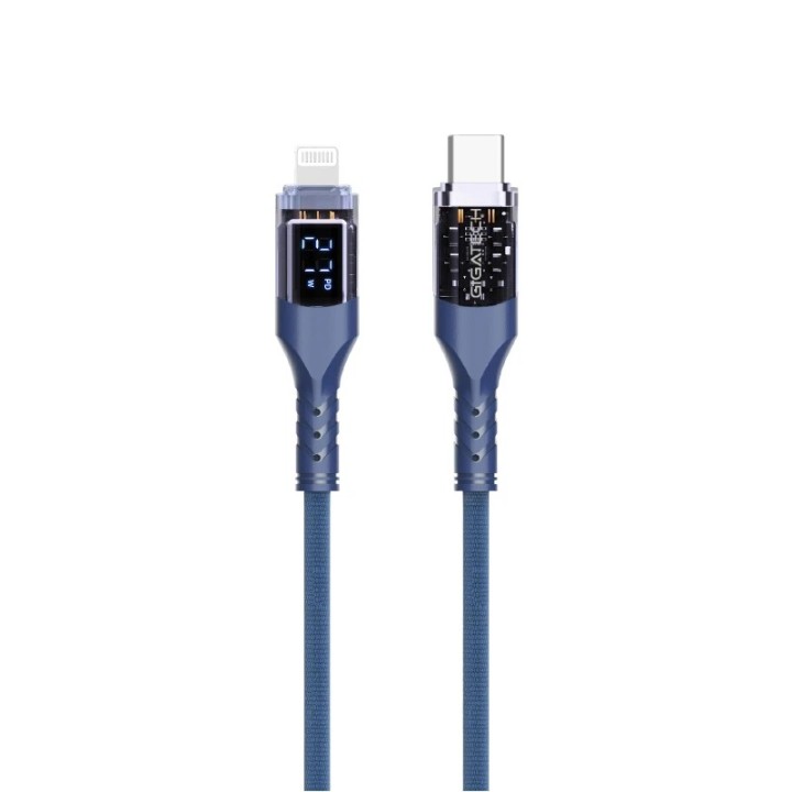 Gigatech kabal za punjenje XB819 1m 27W Type C - lightning, led display, plavi