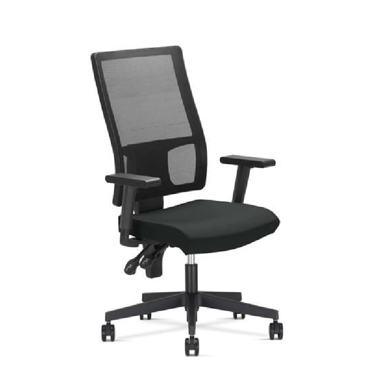 Stolica kancelarijska NS TAKTIK PVC baza sa podesivim rukonaslonima crna mreža/crna