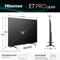 Hisense TV 75E7Q PRO QLED 75'' (190cm) 4K UHD 144Hz VIDAA OS