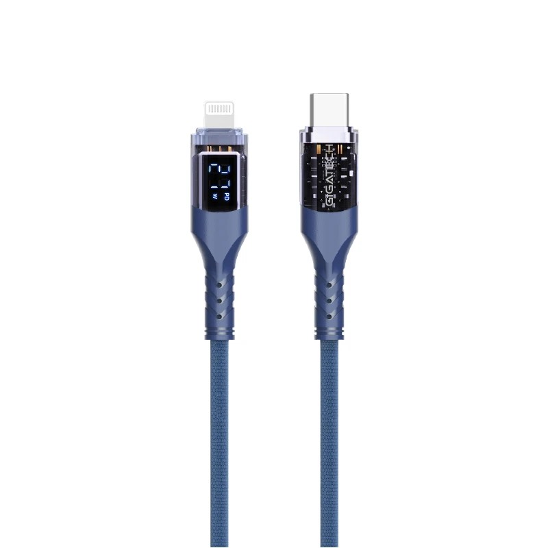 Gigatech kabal za punjenje XB819 1m 27W Type C - lightning, led display, plavi