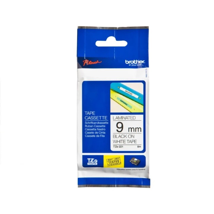 Brother TZe-221 kaseta s fleksibilnom ID trakom za označavanje 9mm crno na bijelo