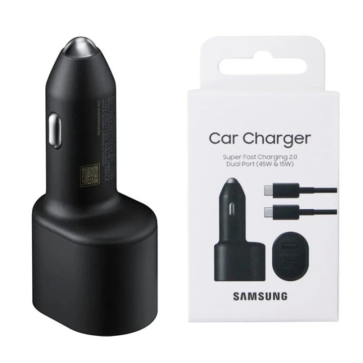 Samsung auto punjač USB-C 45W, USB-A 15W crni sa kablom