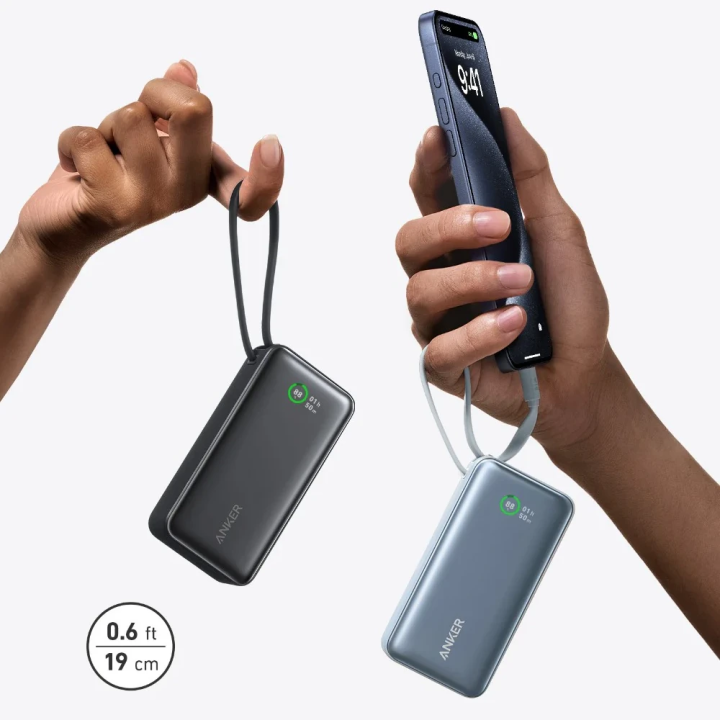 Anker Nano Power Bank(30W,Built-In USB-C Cable) Black