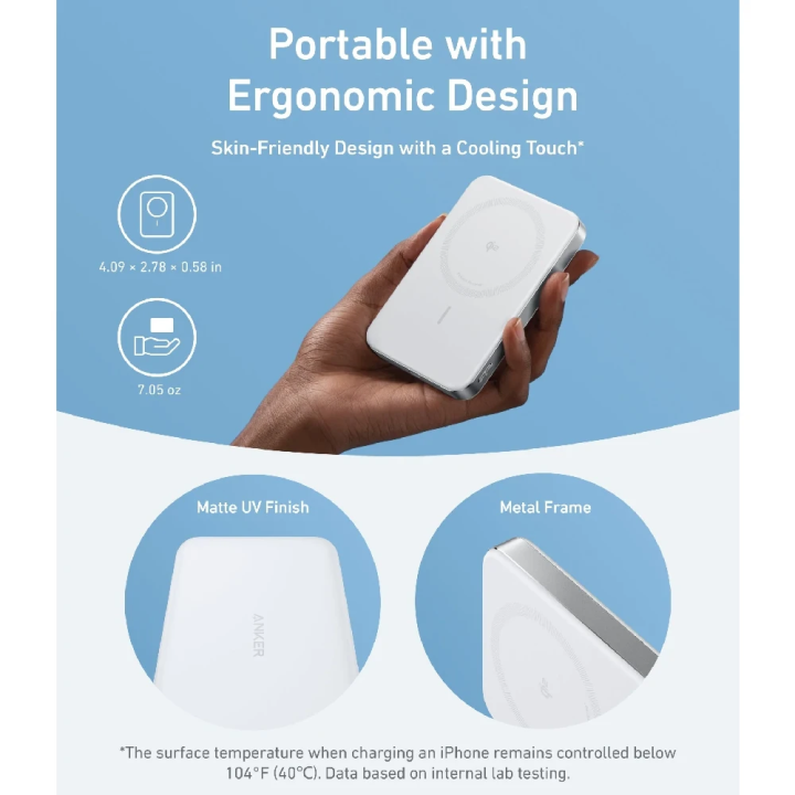 Anker MagGo Power Bank (10K, Magnetic Wireless) White