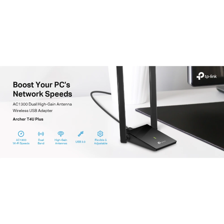 TP-Link Archer T4U PLUS AC1300 Dual Band Wi-Fi USB Adapter