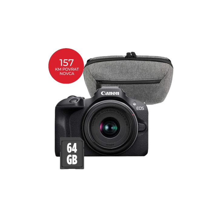 Canon R100 + RFS18-45 travel kit - torbica i SD64GB