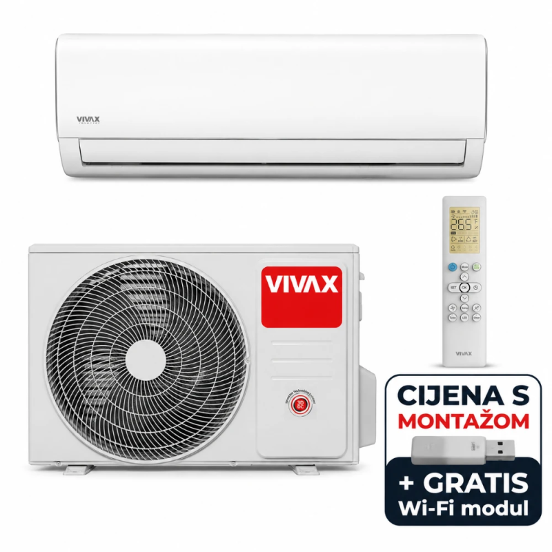 Vivax klima Q-Design Inverter ACP-12CH35AEQI+, A++/A+ klasa, -15C grijanje, + WI-Fi modul gratis