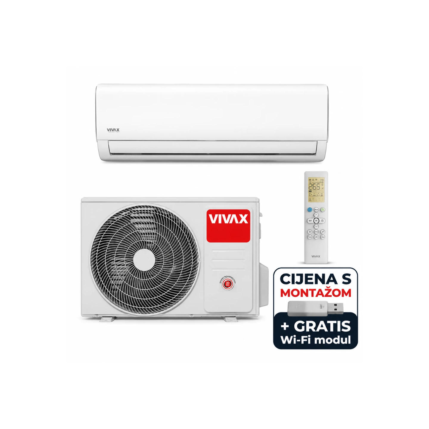 Vivax klima Q-Design Inverter ACP-12CH35AEQI+, A++/A+ klasa, -15C grijanje, + WI-Fi modul gratis