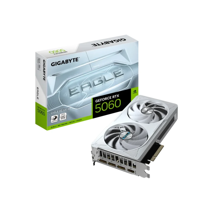 Gigabyte grafička kartica 5060 Eagle OC ICE 8GB, GDDR7, 128-bit, 3x DP, 1x HDMI, Bijela