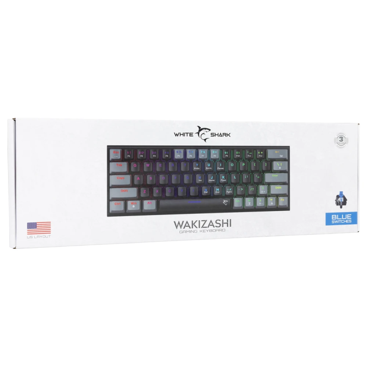 White shark gaming tastatura Wakizashi-2 mehanička blue SW US sivo-crna GK-002721V2