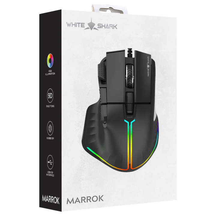 White shark gaming miš Marrok RGB crni GM-9006