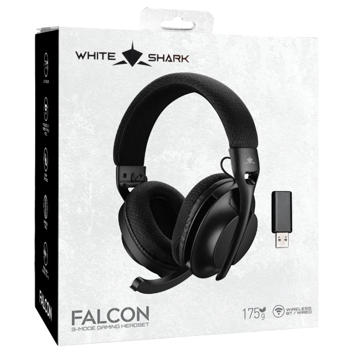 White shark slušalice bežične Falcon crne WGH-2441