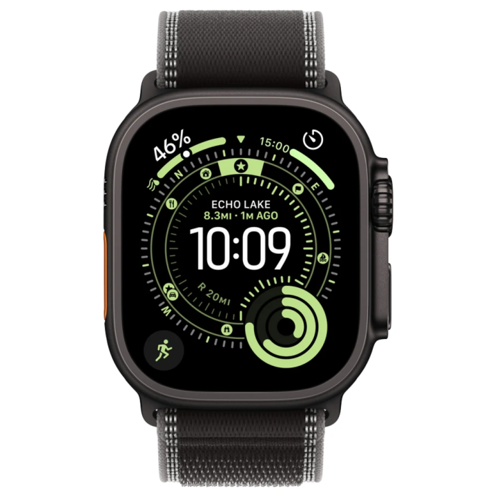 Apple Watch Ultra 3 Cellular 49mm Black Titanium Case with Black/Charcoal Trail Loop - M/L