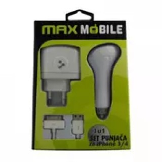 Max Mobile punjač set 3u1 micro USB za iPhone 3/4