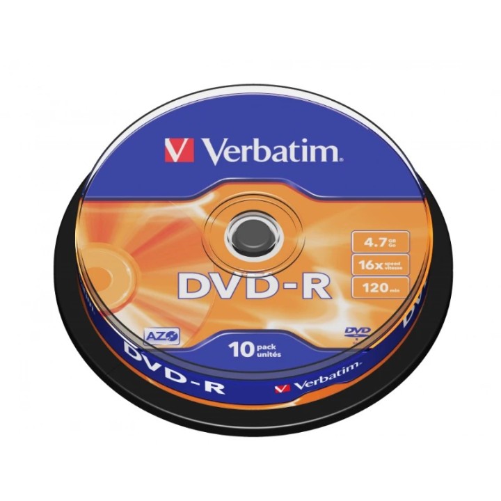 Verbatim DVD-R 4.7GB 16x Matt Silver 10 pack spindle (V043523)