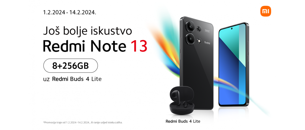 Poklon za sva čula:  Kupi Xiaomi Redmi Note 13, a na poklon dobijaš slušalice